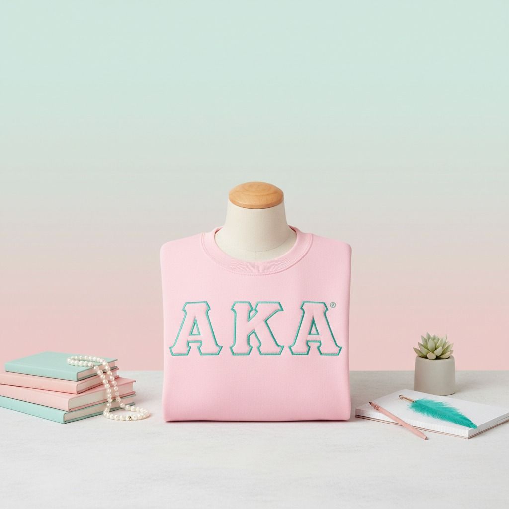 AKA Greek Gear XL Pink Embroidered Crew Sweatshirt