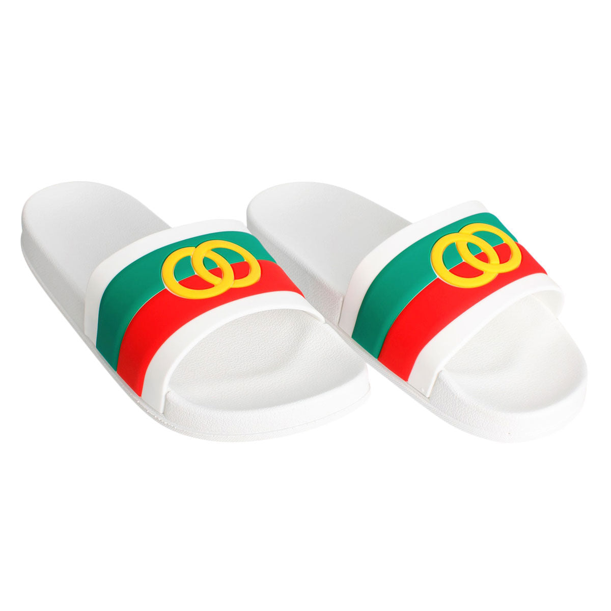 Size 7 White Stripe Slide