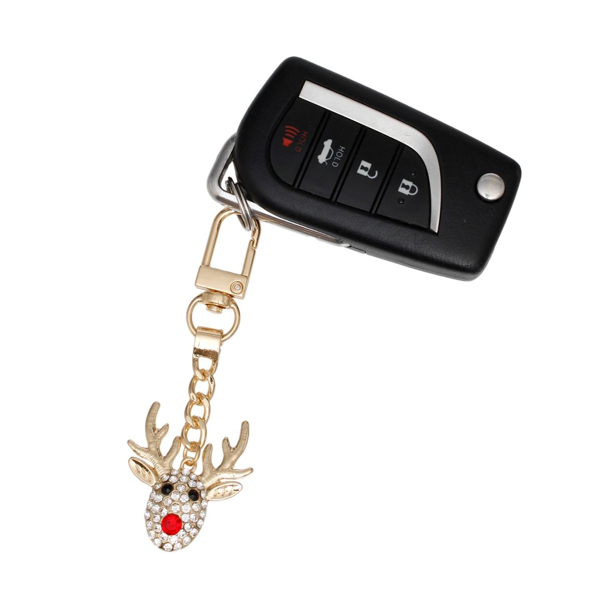 Keychain Rudolph Reindeer Gold Purse Charm Clip