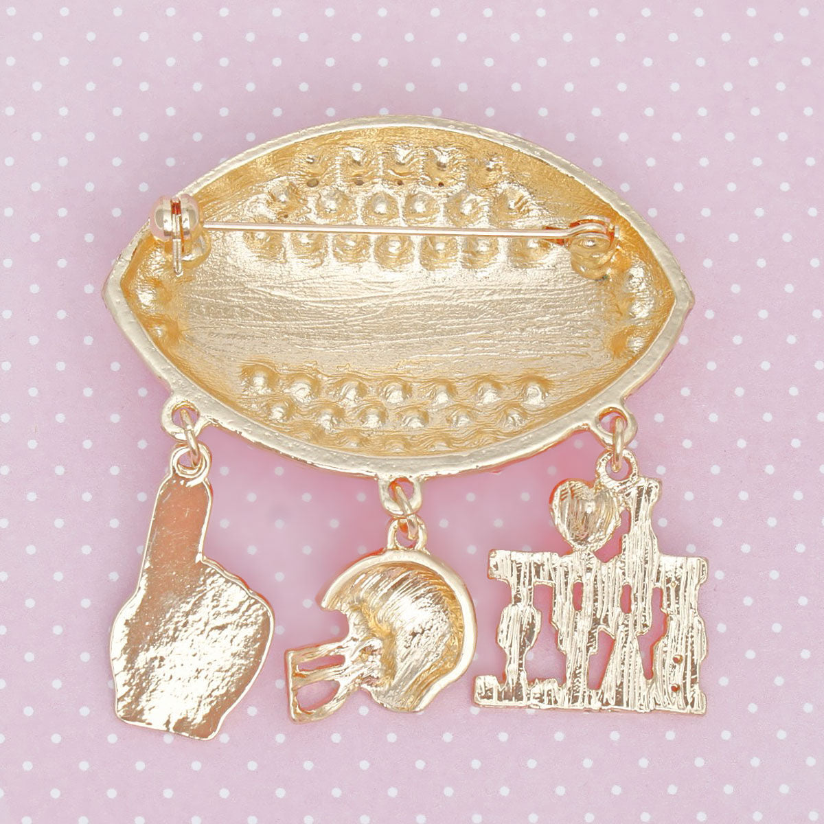 Brooch Football Team Spirit Orange and White Pin
