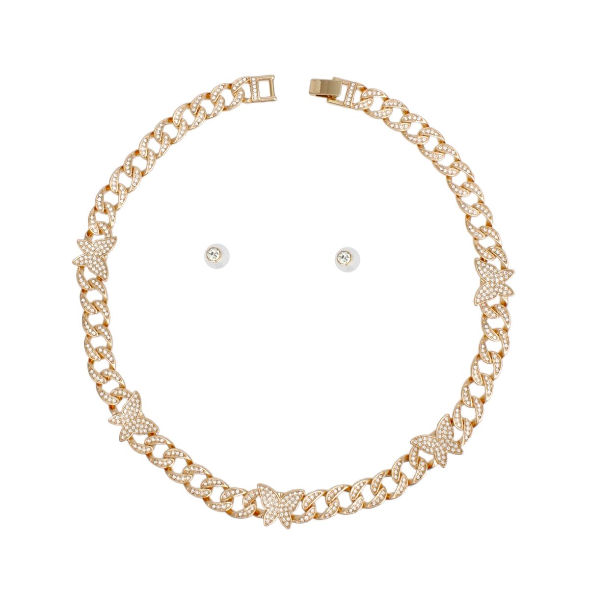 Chain Feminine Flair Iced Gold Butterfly Necklace