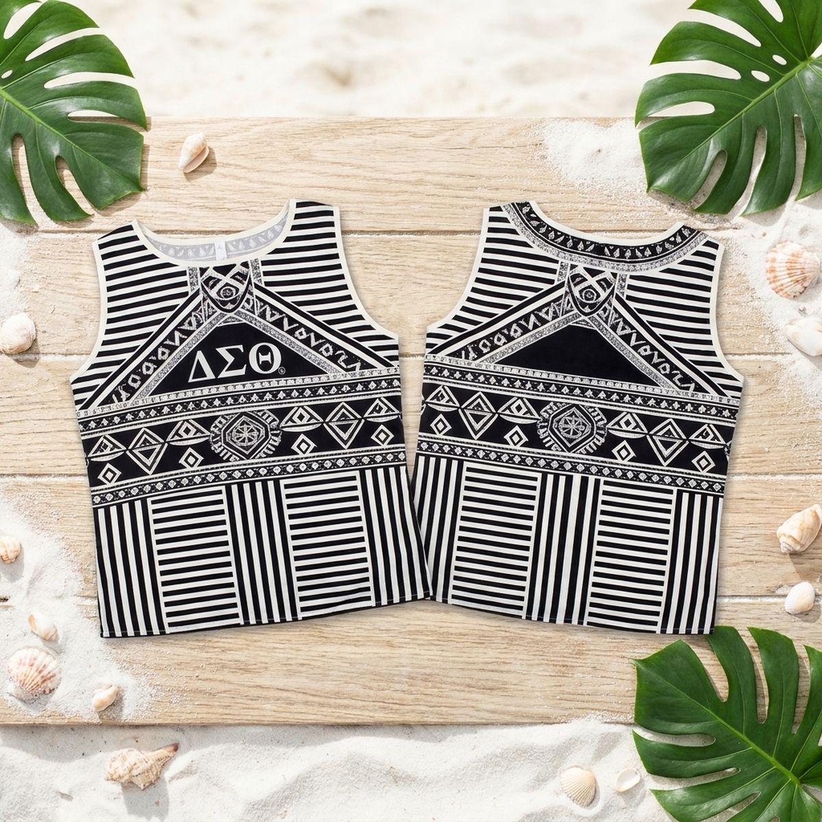 DST Large Black Geometric Tank Top