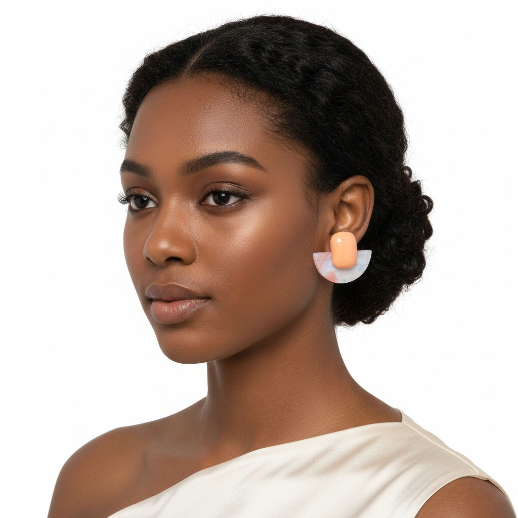 Stud Coral Funky Retro Throwback Style Earrings