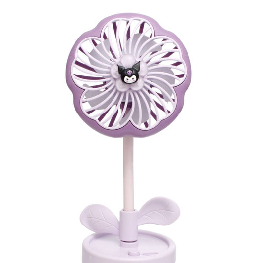 Portable Desk Fan Purple Flower Pot Kuromi