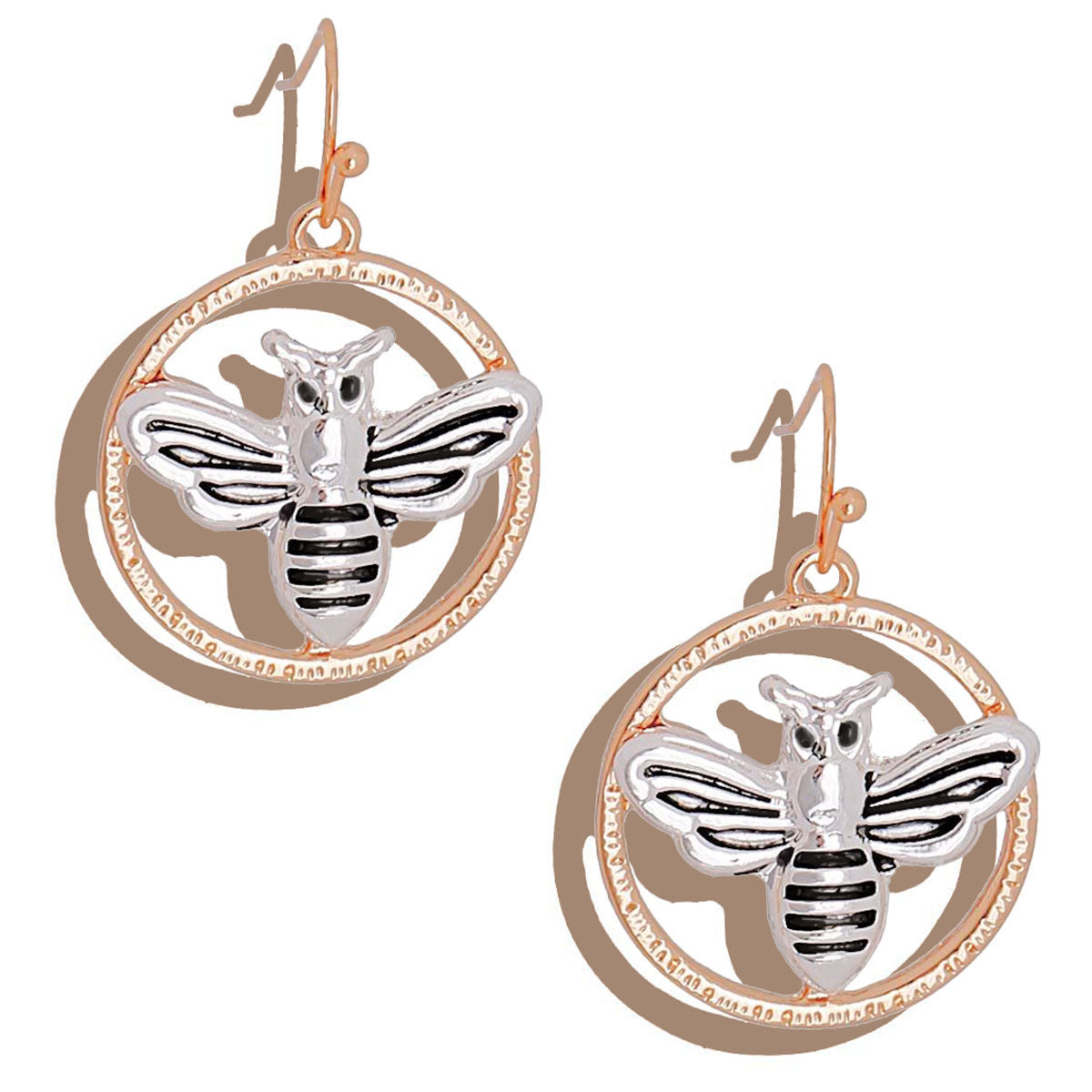 Burnished Metal Bee Earrings